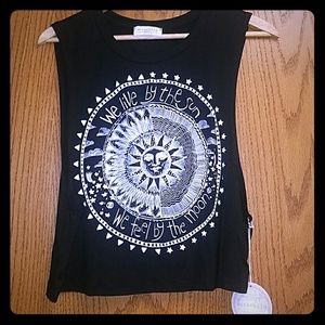 Adorable Bling Crop Muscle Boho Tank Top sz:L